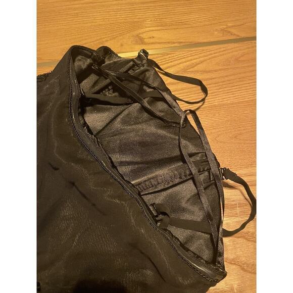 Vintage Versace Black Mini Dress M 8 Strapless Beaded Designer Cocktail Party - Picture 13 of 16